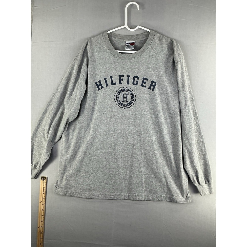Tommy Hilfiger‎ Mens XL Gray Long Sleeve Crewneck Graphic Shirt
